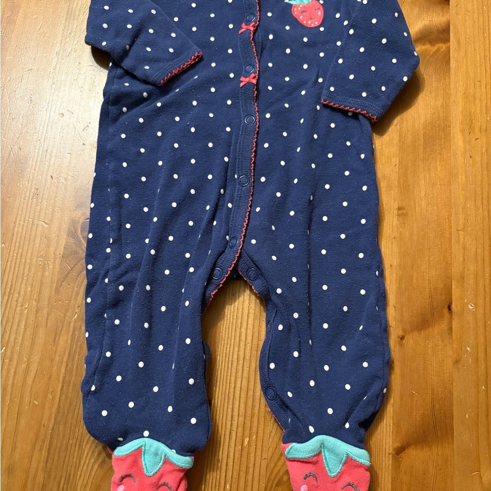 Carter's Blue and White Polka Dot Footies